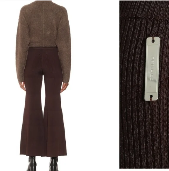 China Peter Do Brown Flared Ribbed Pants small - Picture 2 of 16